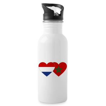 Holland Marokko Flagge Herz - Trinkflasche mit integriertem Trinkhalm - Weiß - Rechts