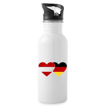 Austria Germany Flag Heart - Water bottle with straw - white - Right
