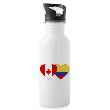 Canada Colombia Flag Heart - Water bottle with straw - white - Right