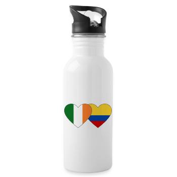 Ireland Colombia Flag Heart - Water bottle with straw - white - Right
