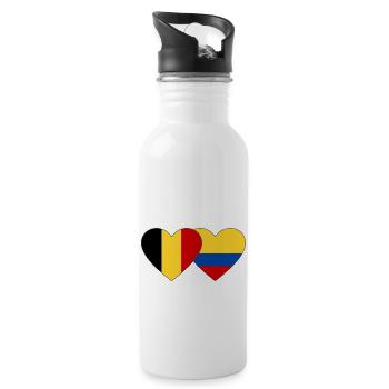 Belgique Colombie Drapeau Coeur - Gourde avec paille intégrée - blanc - Droite