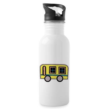Wohnwagen Wohnmobil Camping Retro 80er - Trinkflasche mit integriertem Trinkhalm - Weiß - Rechts
