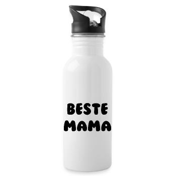 Beste Mama Schwarz - Trinkflasche mit integriertem Trinkhalm - Weiß - Rechts