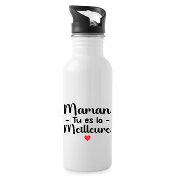 Mom, you're the best - Water bottle with straw - white - Right