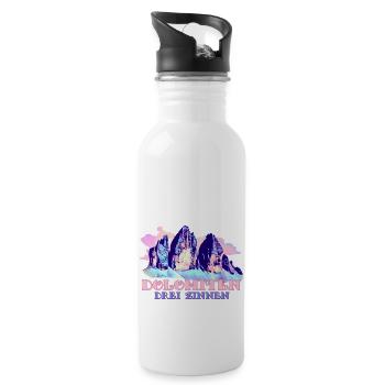 Dolomiten Drei Zinnen Tre Cime di Lavaredo Wandern - Trinkflasche mit integriertem Trinkhalm - Weiß - Rechts