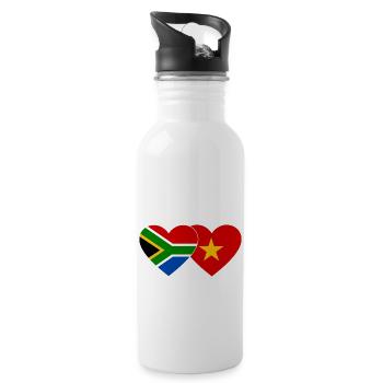 Afrique du Sud Vietnam Drapeau Coeur - Gourde avec paille intégrée - blanc - Droite