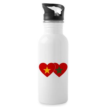 Vietnam Marokko Flagge Herz - Trinkflasche mit integriertem Trinkhalm - Weiß - Rechts
