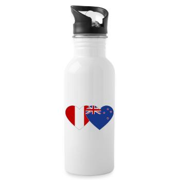 Peru Neuseeland Flagge Herz - Trinkflasche mit integriertem Trinkhalm - Weiß - Rechts