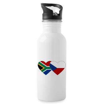 Südafrika Tschechien Flagge Herz - Trinkflasche mit integriertem Trinkhalm - Weiß - Rechts