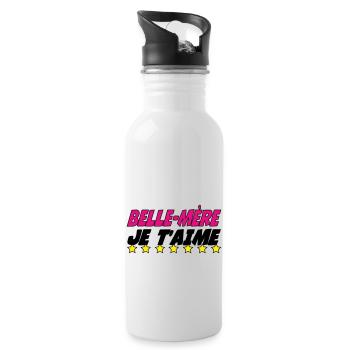 Stiefmutter, ich liebe dich - Trinkflasche mit integriertem Trinkhalm - Weiß - Rechts