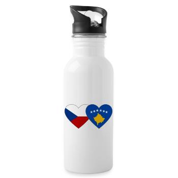 République tchèque Kosovo Drapeau Coeur - Gourde avec paille intégrée - blanc - Droite