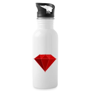 Edelsteine: Rubin Zeichnung / Symbol. Juwel. - Trinkflasche mit integriertem Trinkhalm - Weiß - Rechts