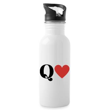 Letter q red heart - Water bottle with straw - white - Right