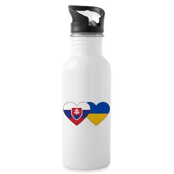 Slowakei Ukraine Flagge Herz - Trinkflasche mit integriertem Trinkhalm - Weiß - Rechts