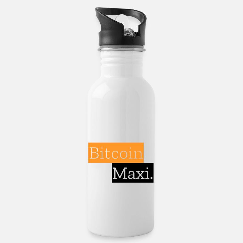 Bitcoin Maxi. - Trinkflasche mit integriertem Trinkhalm - Weiß