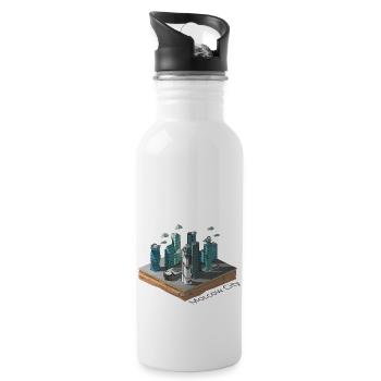 Géométrique low poly - Gourde avec paille intégrée - blanc - Droite