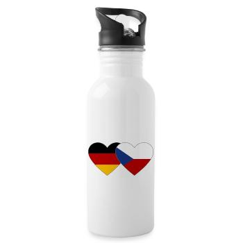 Deutschland Tschechien Flagge Herz Flagge - Trinkflasche mit integriertem Trinkhalm - Weiß - Rechts