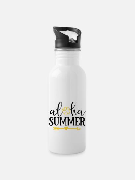 aloha summer - Water bottle with straw - white