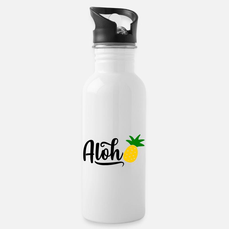 Aloha Pineapple - Water bottle with straw - white