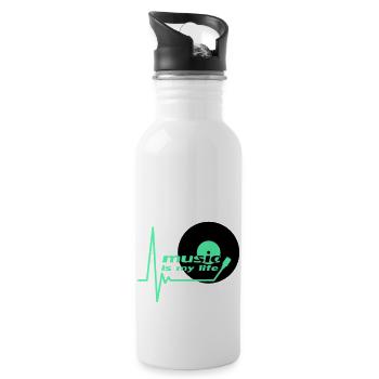 Music is my Life Pulse Heartbeat Vinyl Music Logo - Water bottle with straw - white - Right