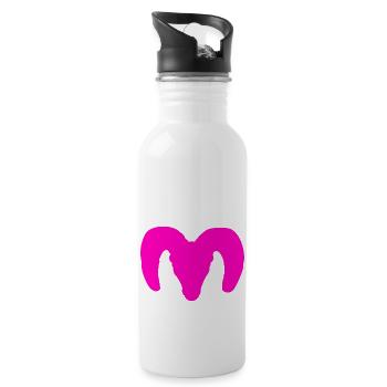 Bighorn Sheep Silhouette – Pure Wilderness - Water bottle with straw - white - Right