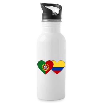 Portugal Colombie Drapeau Coeur - Gourde avec paille intégrée - blanc - Droite