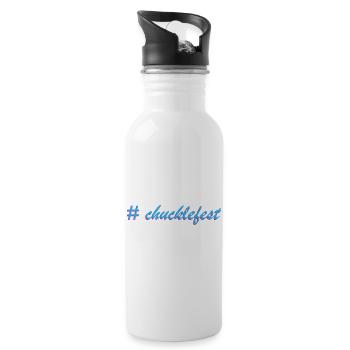 Chucklefest hatch tag slogan - Water bottle with straw - white - Right