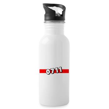 0711 Balken Stuttgart Vorwahl Telefon telefonieren - Trinkflasche mit integriertem Trinkhalm - Weiß - Rechts