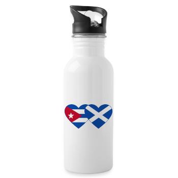 Cuba Scotland Flag Heart - Water bottle with straw - white - Right