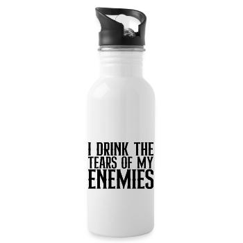 I Drink The Tears Of My Enemies - Water bottle with straw - white - Right