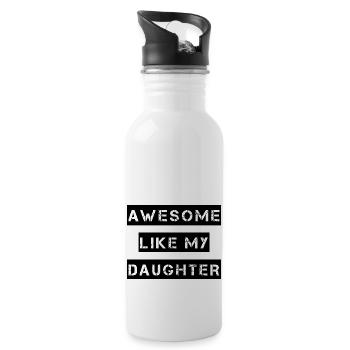 AWESOME LIKE MY DAUGHTER – Muttertag – Vatertag - Trinkflasche mit integriertem Trinkhalm - Weiß - Rechts