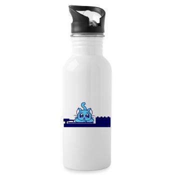 Cute little DJ cat lying on mixer party fun - Water bottle with straw - white - Right