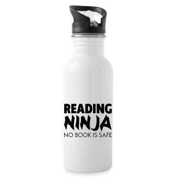 Reading Ninja, No Book Is Safe - Trinkflasche mit integriertem Trinkhalm - Weiß - Rechts