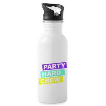 Party Hard Crew Mitglied Team Club Freunde Feiern - Trinkflasche mit integriertem Trinkhalm - Weiß - Rechts