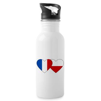 Frankreich Polen Flagge Herz - Trinkflasche mit integriertem Trinkhalm - Weiß - Rechts