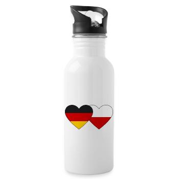 Deutschland Polen Flagge Herz - Trinkflasche mit integriertem Trinkhalm - Weiß - Rechts