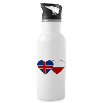 Islande Pologne Drapeau Coeur - Gourde avec paille intégrée - blanc - Droite