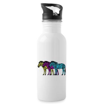 Zebras - Trinkflasche mit integriertem Trinkhalm - Weiß - Rechts