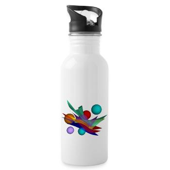 Design mit bicubic waves - Trinkflasche mit integriertem Trinkhalm - Weiß - Rechts