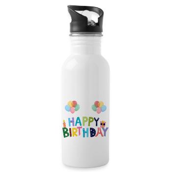 Bon anniversaire - Gourde avec paille intégrée - blanc - Droite