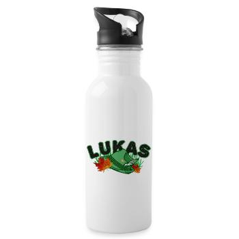 Lukas herbstlich - Trinkflasche mit integriertem Trinkhalm - Weiß - Rechts
