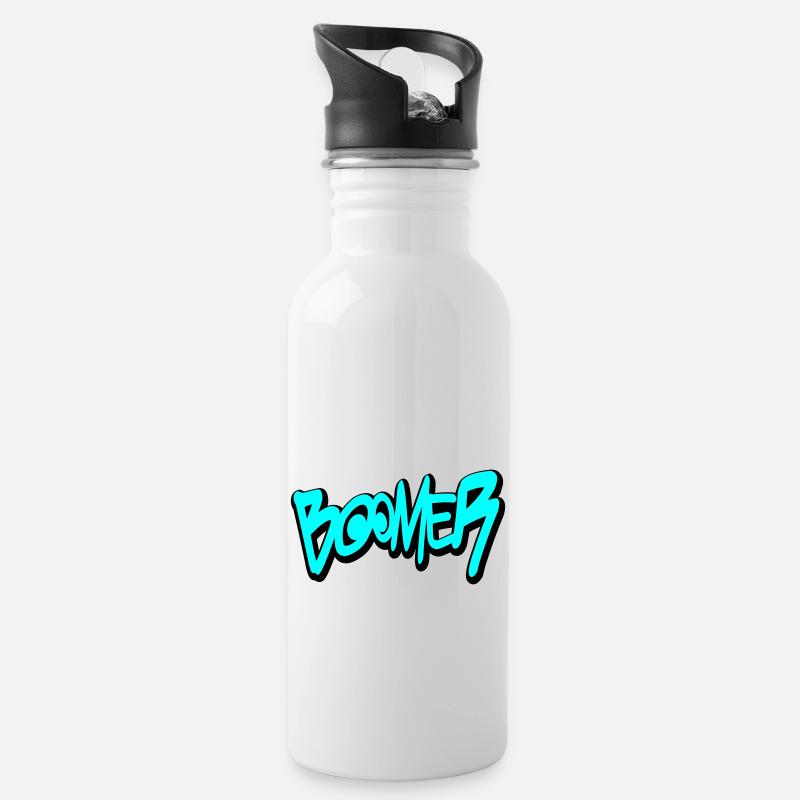 Boomer - Water bottle with straw - white