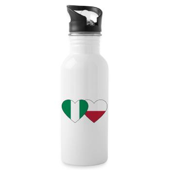 Nigeria Polen Flagge Herz - Trinkflasche mit integriertem Trinkhalm - Weiß - Rechts