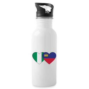 Nigeria Liechtenstein Flagge Herz - Trinkflasche mit integriertem Trinkhalm - Weiß - Rechts