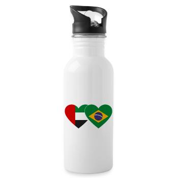 Vereinigte Arabische Emirate Brasilien Flagge Herz - Trinkflasche mit integriertem Trinkhalm - Weiß - Rechts