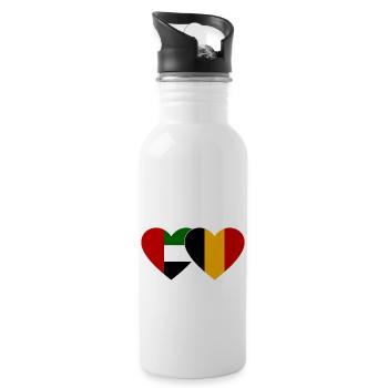 Vereinigte Arabische Emirate Belgien Flagge Herz - Trinkflasche mit integriertem Trinkhalm - Weiß - Rechts