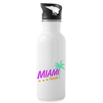 Miami États-Unis Palm Trees Beach Sun America Floride Logo - Gourde avec paille intégrée - blanc - Droite