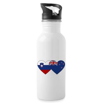 Slovenia New Zealand Flag Heart - Water bottle with straw - white - Right