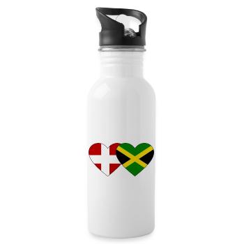 Dänemark Jamaika Flagge Herz - Trinkflasche mit integriertem Trinkhalm - Weiß - Rechts