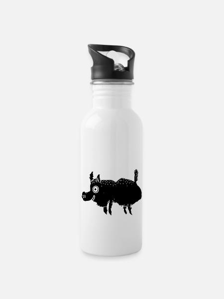 Wild boar - Water bottle with straw - white